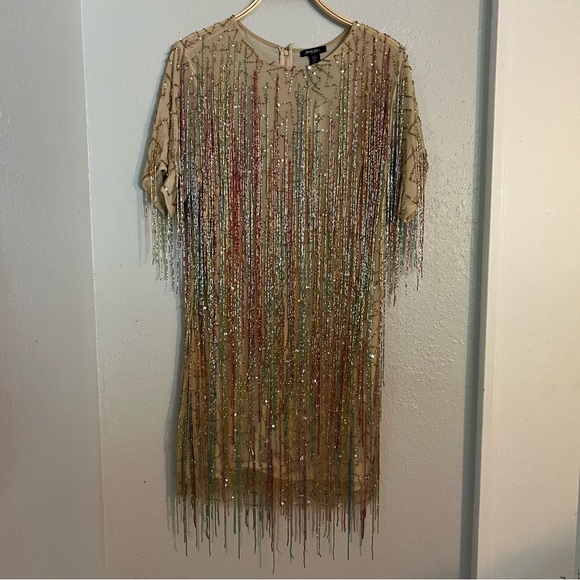 Nasty Gal Women’s Sz 10 Tassel Beaded Mini Shift
Dress Cream Concert Festival - Picture 6 of 16